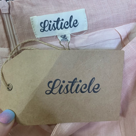 Listicle Blush Faux Wrap Skirt - Picture 5 of 5